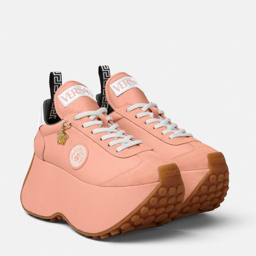 Authentic Versace Triplatform Leather Sneakers(Pe… - image 3